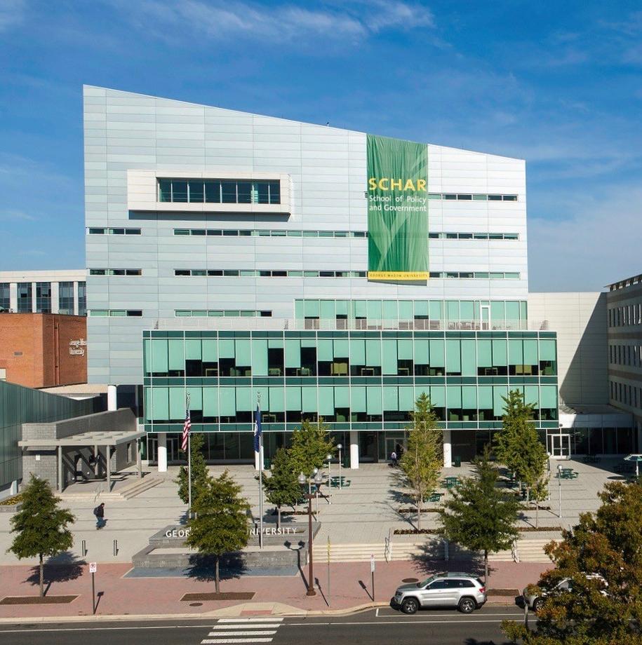 Van Metre Hall on the Arlington Campus where the Schar School of Policy and Government is located